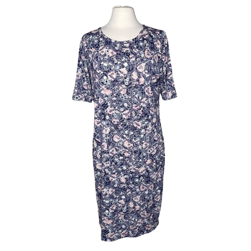 Lularoe 2XL Julia dress print purple blue